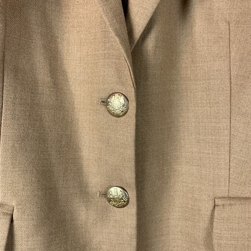 J Crew Blazer Women 6 Camel Original Schoolboy Wool Gold Button Preppy - Picture 3 of 15